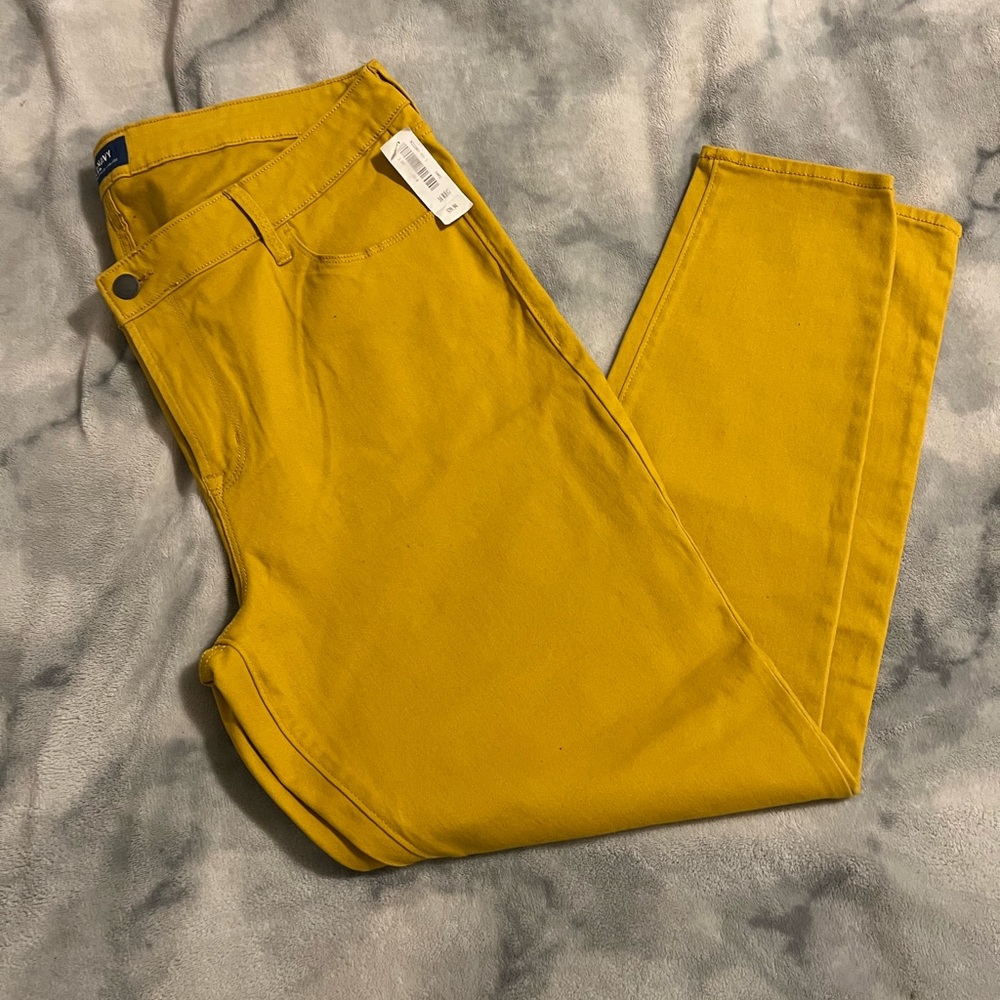 Old Navy Rockstar Mustard Colored Skinny Jeans Size: 16